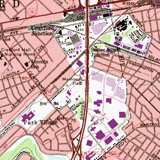 Topographic Map of Memorial Field, NJ