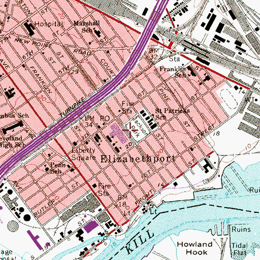 Topographic Map of George Washington Elementary School, NJ