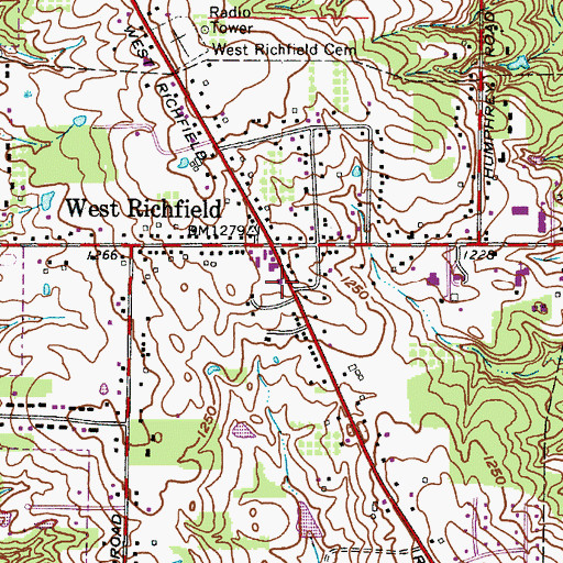 Topographic Map of Richfield Post Office, OH