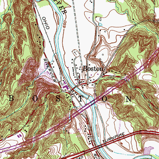 Topographic Map of Boston Post Office (historical), OH