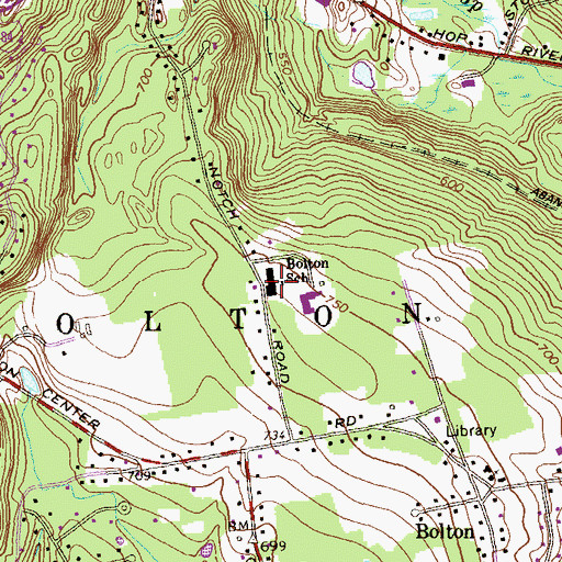 Topographic Map of Bolton School, CT