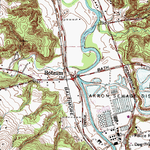 Topographic Map of Botzum Post Office (historical), OH