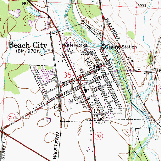 Topographic Map of Beach City Post Office, OH