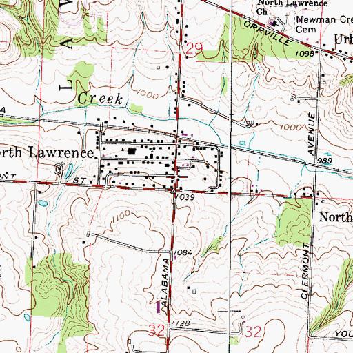 Topographic Map of North Lawrence Post Office, OH