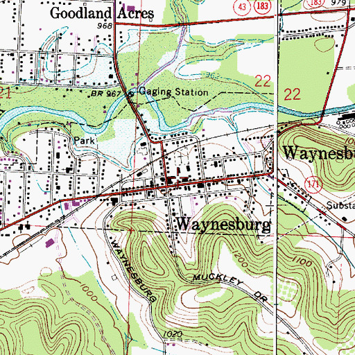 Topographic Map of Waynesburg Post Office, OH