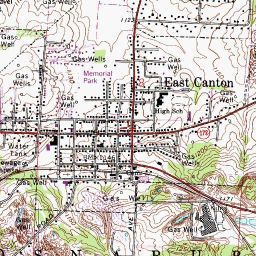 Topographic Map of East Canton Post Office (historical), OH