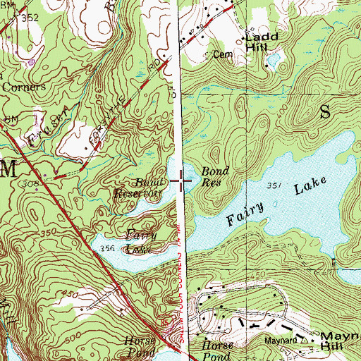 Topographic Map of Bond Reservoir, CT