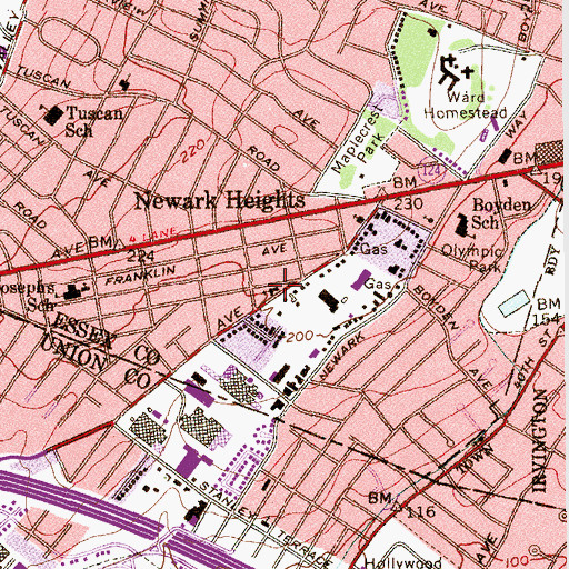 Topographic Map of First Maplewood Baptist Church, NJ