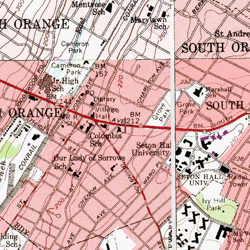 Topographic Map of South Orange-Vailsburg Methodist Church, NJ