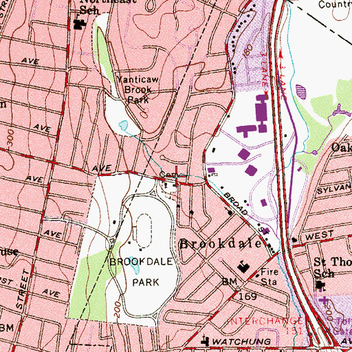 Topographic Map of Brookdale Reformed Church, NJ