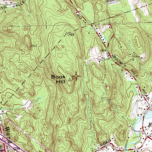 Topographic Map of Book Hill, CT