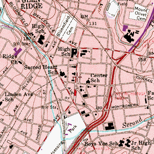 Topographic Map of Sacred Heart Church, NJ