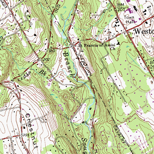 Topographic Map of Boone Brook, CT