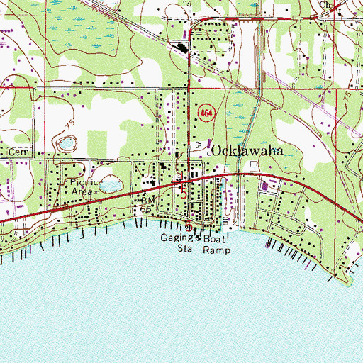 Topographic Map of Ocklawaha Post Office, FL