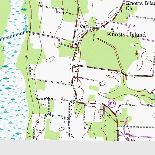 Topographic Map of Knotts Island Volunteer Fire Department, NC