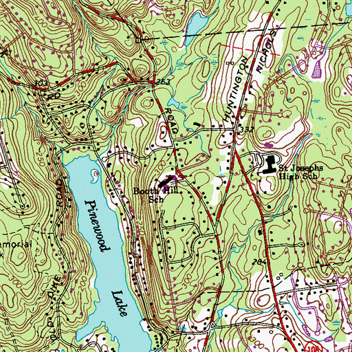 Topographic Map of Booth Hill School, CT