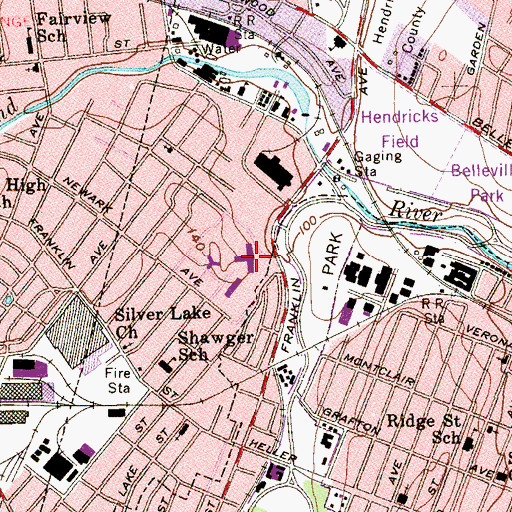 Topographic Map of Clara Maass Medical Center, NJ