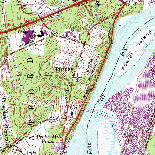 Topographic Map of Putney - Oronoque Cemetery, CT