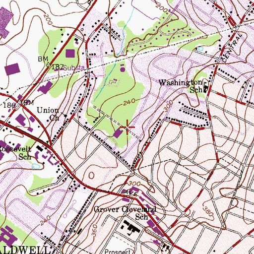 Topographic Map of Harrison School, NJ