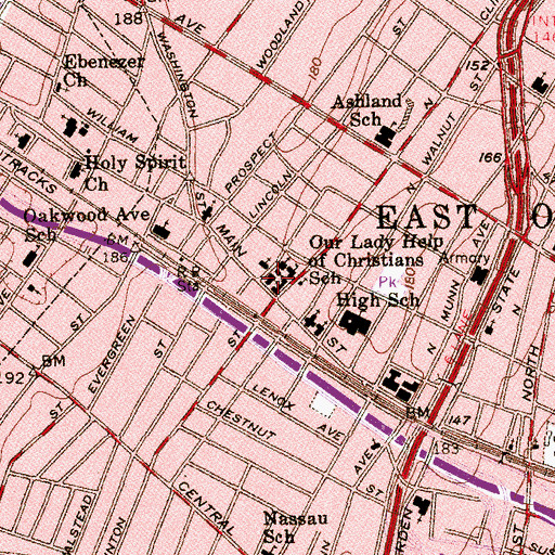 Topographic Map of East Orange Fire Department Headquarters, NJ