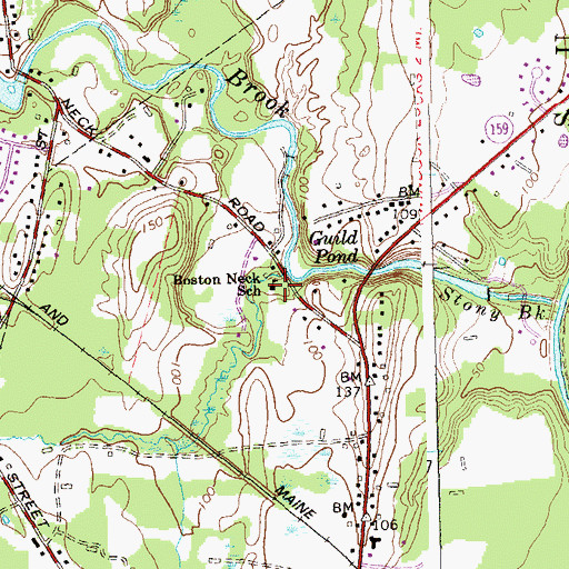 Topographic Map of Boston Neck School, CT