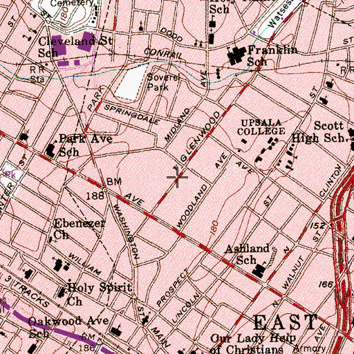 Topographic Map of East Orange Catholic High School (historical), NJ