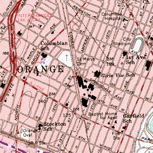 Topographic Map of Ampere Branch East Orange Public Library, NJ