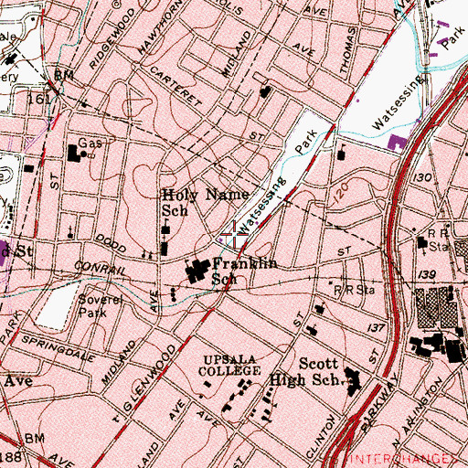 Topographic Map of Franklin Branch East Orange Public Library, NJ