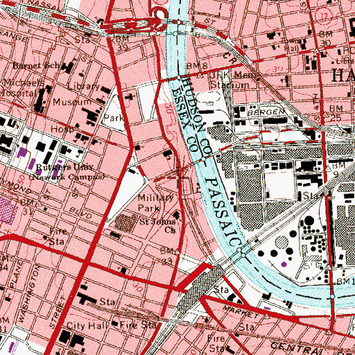 Topographic Map of New Jersey Performing Arts Center, NJ