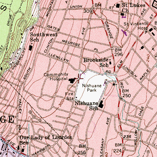 Topographic Map of Montclair Community Hospital (historical), NJ