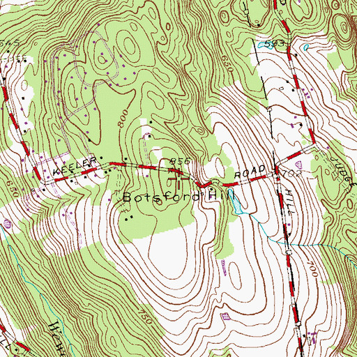 Topographic Map of Botsford Hill, CT