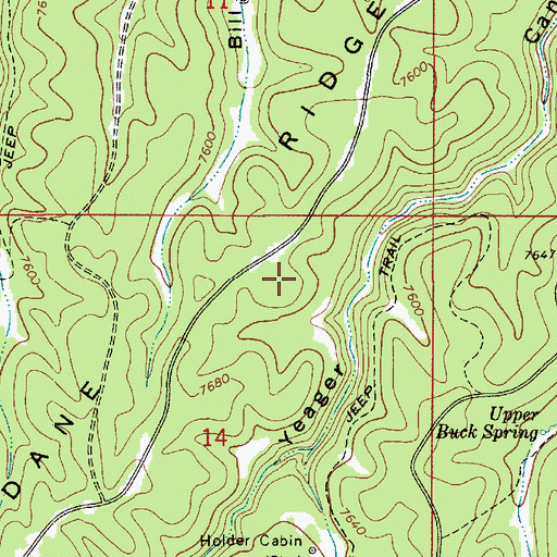Topographic Map of Yeager Tank, AZ