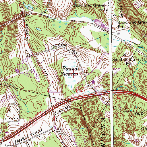 Topographic Map of Bound Swamp, CT