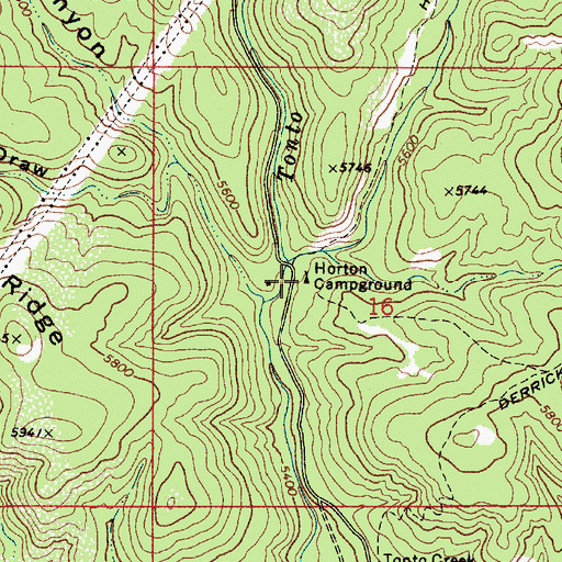 Topographic Map of Upper Tonto Creek Campground, AZ