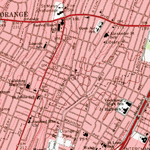 Topographic Map of Vailsburg Station Newark Post Office, NJ