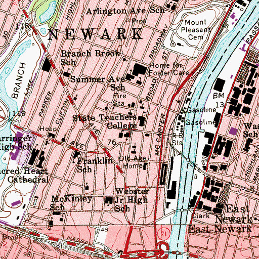 Topographic Map of Saint Michael's Grammar School, NJ