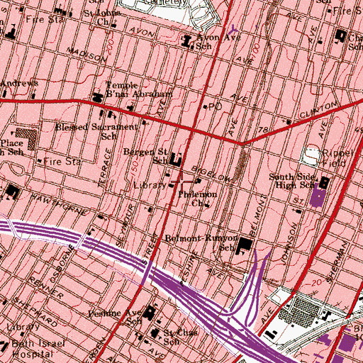Topographic Map of Clinton Branch Newark Public Library, NJ