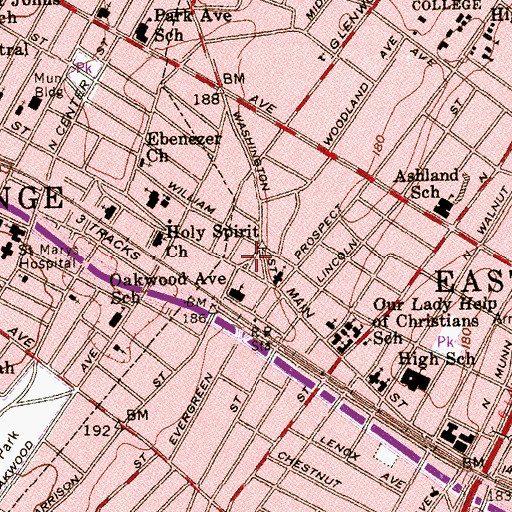 Topographic Map of Church of God, NJ