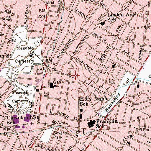 Topographic Map of East Orange Gospel Church, NJ