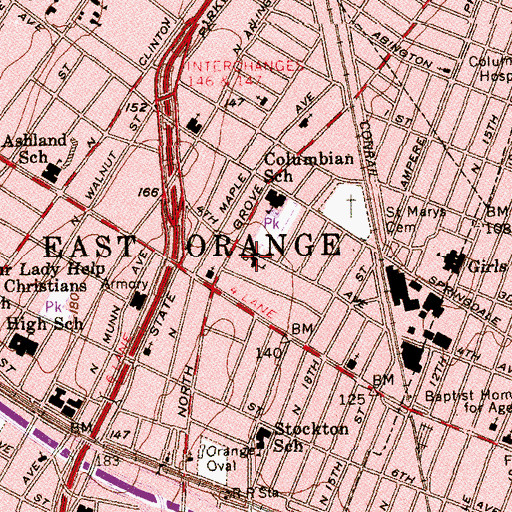 Topographic Map of Our Lady of All Souls Church, NJ