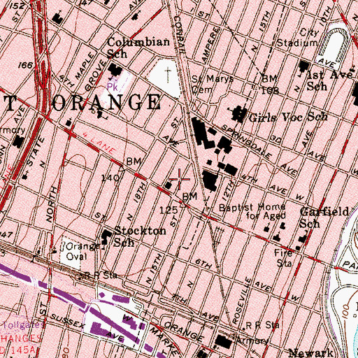 Topographic Map of Park Avenue Church of Christ, NJ