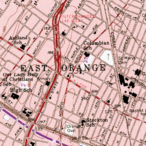 Topographic Map of Park Avenue Methodist Episcopal Church, NJ