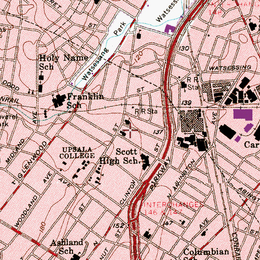 Topographic Map of Saint Paul's Episcopal Church, NJ