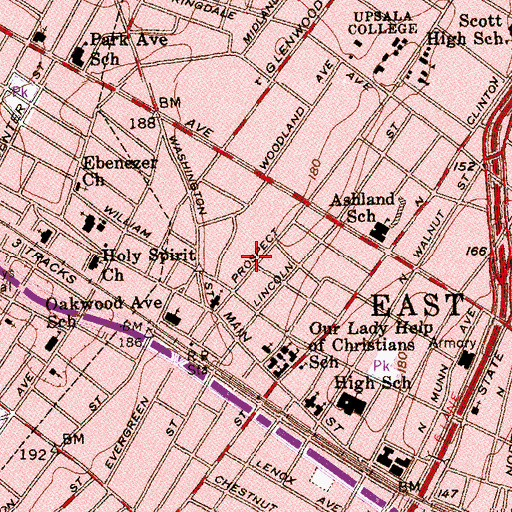 Topographic Map of Sharey Tefilo Synagogue, NJ