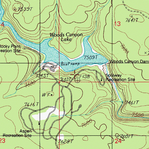Topographic Map of Spillway Campground, AZ