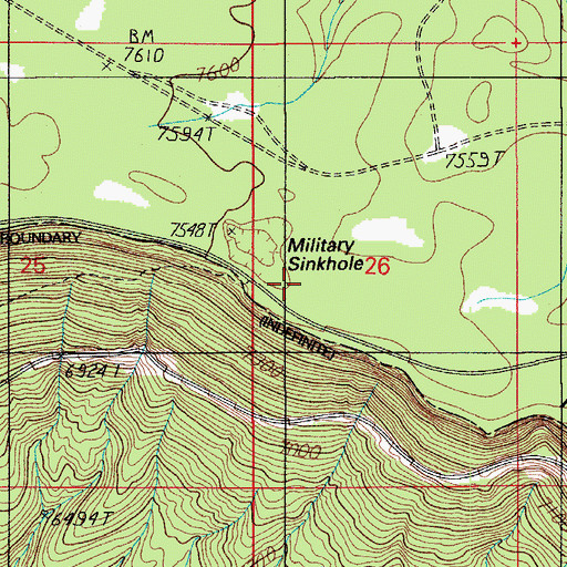 Topographic Map of Military Sinkhole Trailhead, AZ