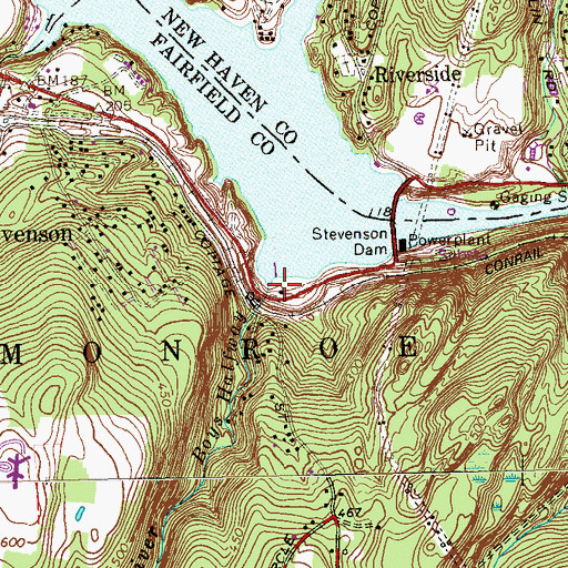 Topographic Map of Boys Halfway River, CT