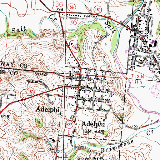 Topographic Map of Adelphia Post Office, OH