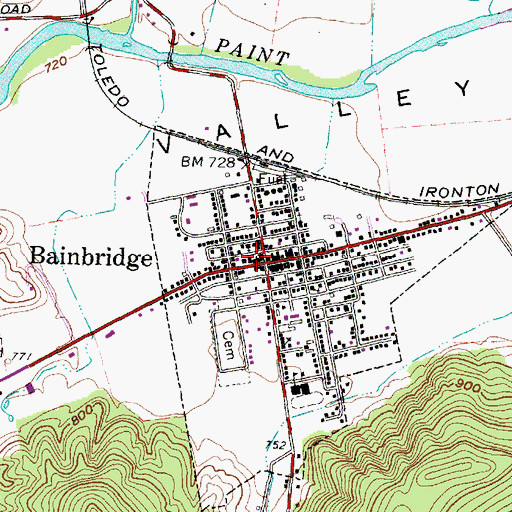 Topographic Map of Bainbridge Post Office, OH