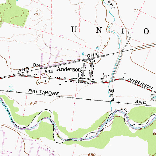 Topographic Map of Anderson Post Office (historical), OH